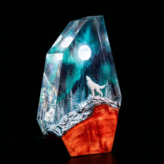 Wolf Spirit Resin Lamp